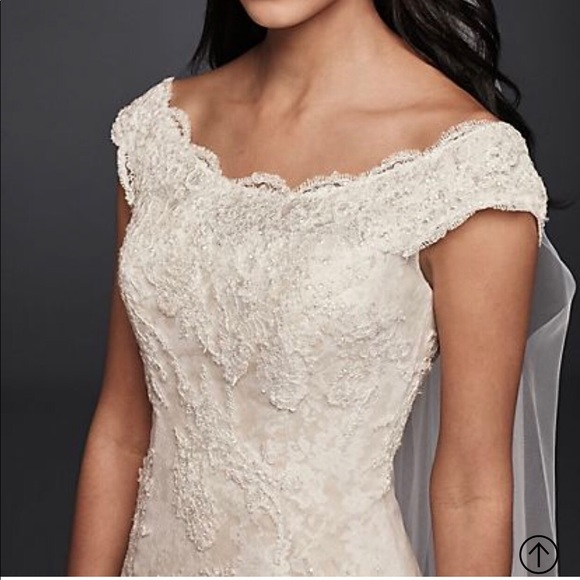 Oleg Cassini Lace Off the Shoulder Wedding Dress - Picture 2 of 4